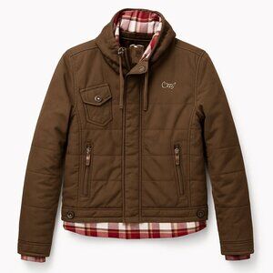 Coogi Brown Quilted Jacket w/ Plaid Lining – Size S